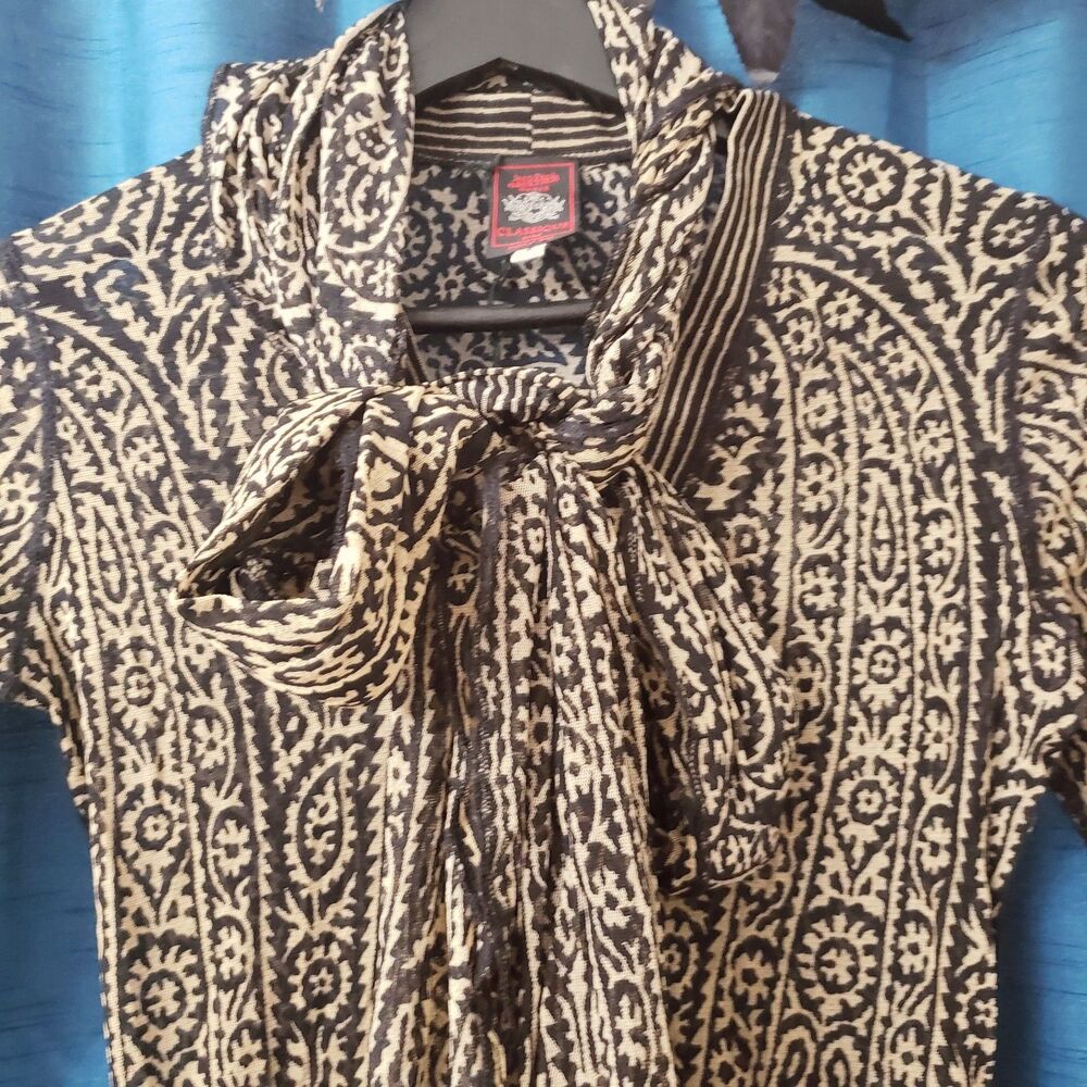 Vintage Jean Paul Gaultier Classique Sheer Button Up Top w/Attached Scarf Sz S - Picture 3 of 7